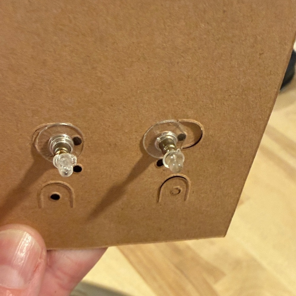 Plunder Dark Wood Square Earrings - Picture 2 of 3